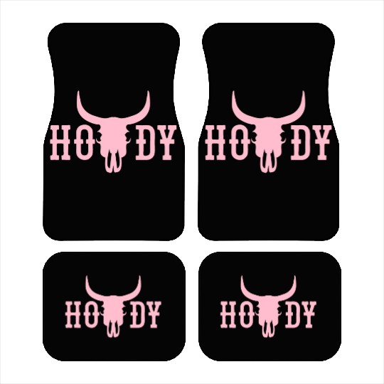 Howdy Cow Skull Western Cowboy Cowgirl Rodeo Howdy Car Mats