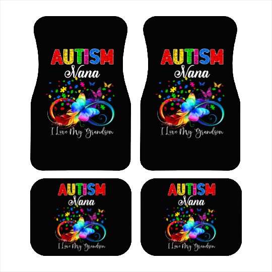 Butterfly Autism Nana I Love My Grandson Support A Car Mats