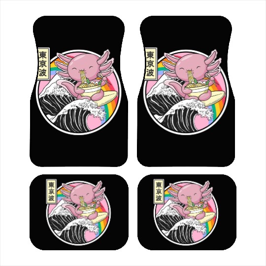 Axolotl Eating Ramen Kanagawa Wave Kawaii Japan Va Car Mats