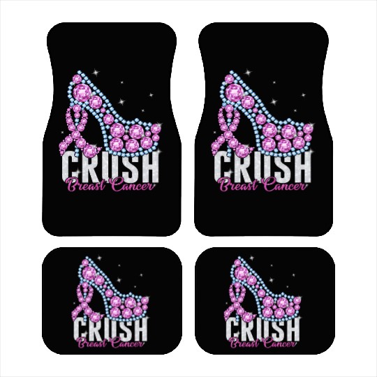 Crush Breast Cancer Bling Ribbon Car Mats
