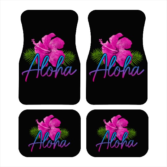 Aloha Hawaiian Islands Hawaii Surf Hibiscus Flower Car Mats