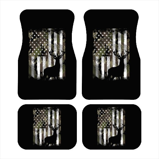 Patriotic Camo American Flag Deer Hunter Hunting Car Mats