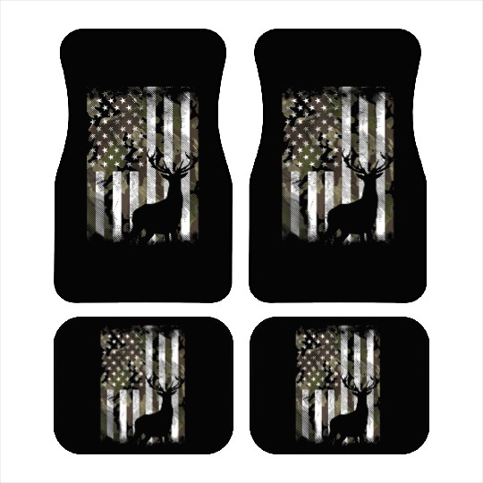 Patriotic Camo American Flag Deer Hunter Hunting Car Mats