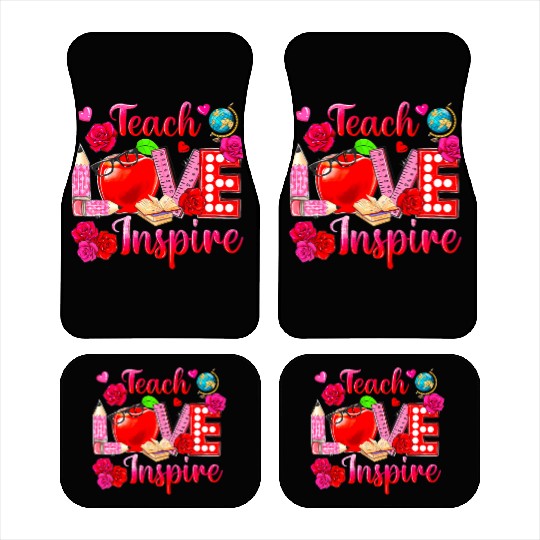 Teacher Love Inspire Floral Pencil Back To School Car Mats