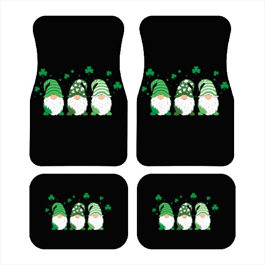 Gnomes Holding Shamrock Leopard Plaid St Patrick'S Car Mats