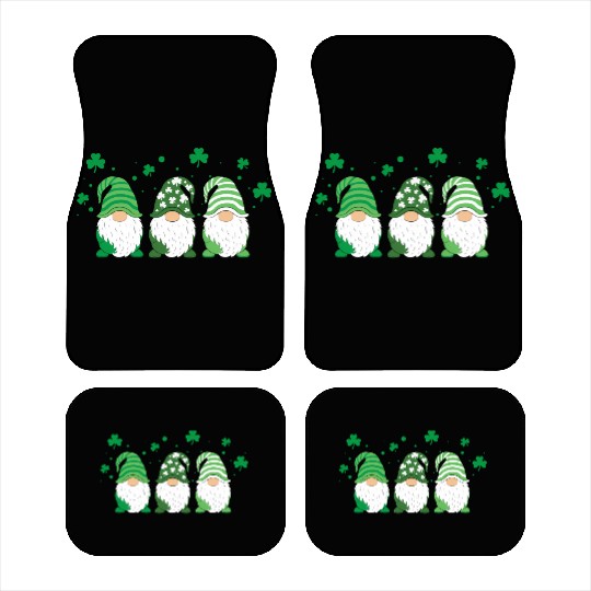 Gnomes Holding Shamrock Leopard Plaid St Patrick'S Car Mats