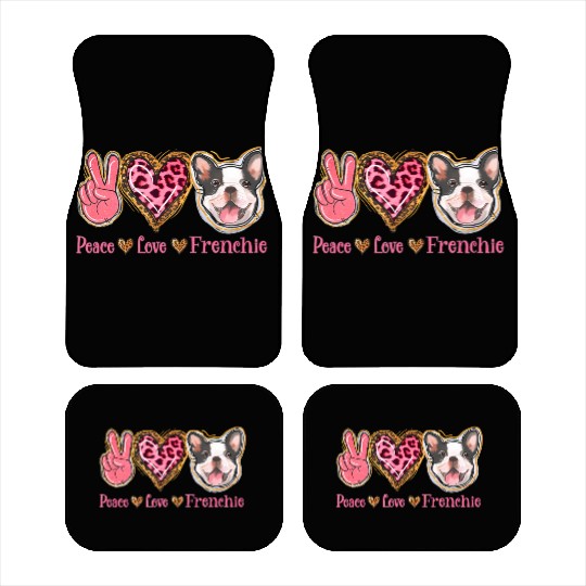 Leopard Peace Love Frenchie Funny Dog Mom Mothers Car Mats