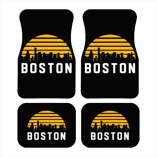 Boston Massachusetts Cityscape Yellow Car Mats