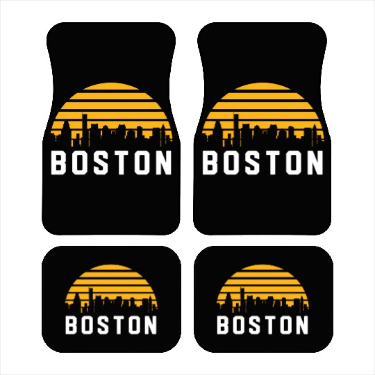Boston Massachusetts Cityscape Yellow Car Mats