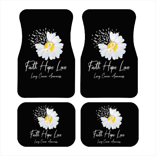 White Flower Ribbon Faith Hope Love Lung Cancer Aw Car Mats
