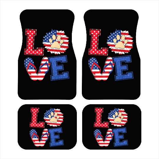 Love Sunflower Dog Lover 4Th Of July Independence Car Mats
