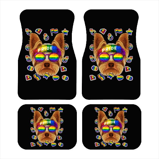 Lgbt Yorkshire Terrier Gay Pride Month Dog Rainbow Car Mats