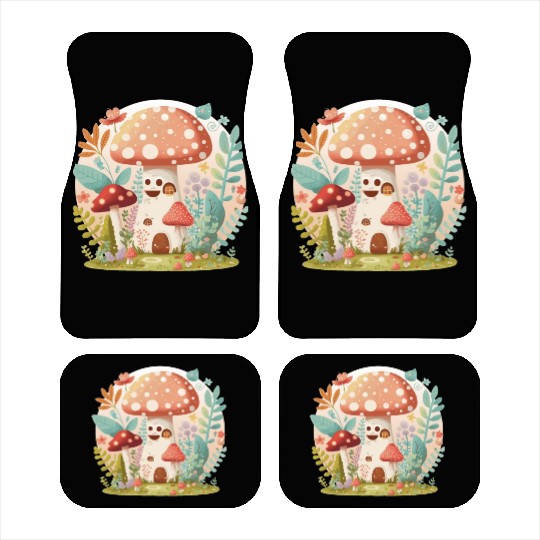 Cottagecore Mushroom Toadstool House Cute Forest Car Mats