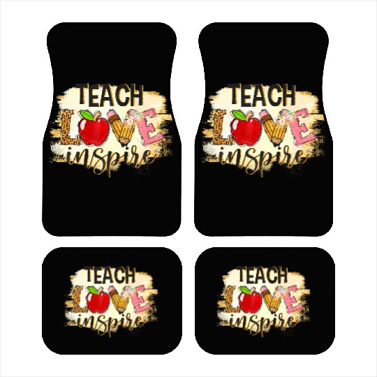 Teach Love Inspire Back To School Leopard Teacher Car Mats