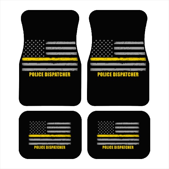 Police Dispatcher - Thin Gold Line Flag Car Mats