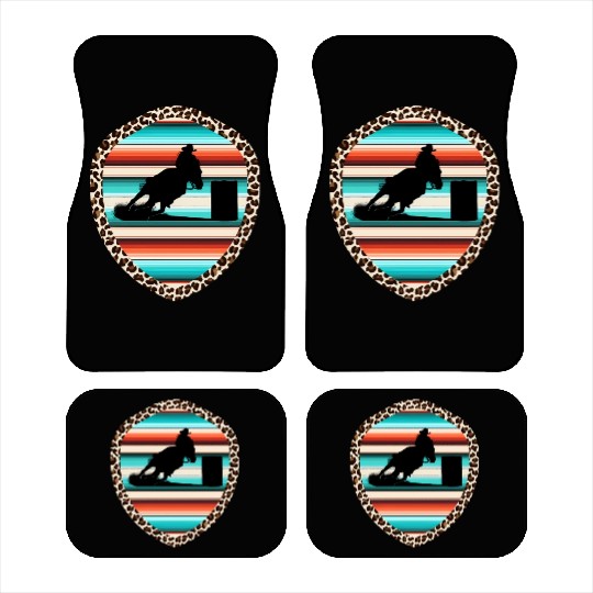 Horse Barrel Racing Serape Leopard Pattern Rodeo Car Mats