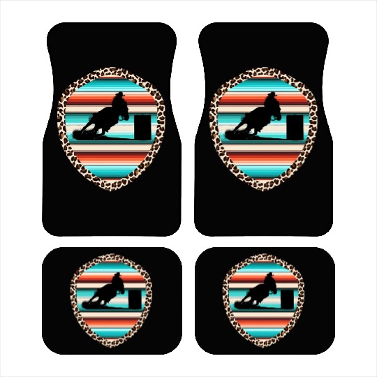 Horse Barrel Racing Serape Leopard Pattern Rodeo Car Mats