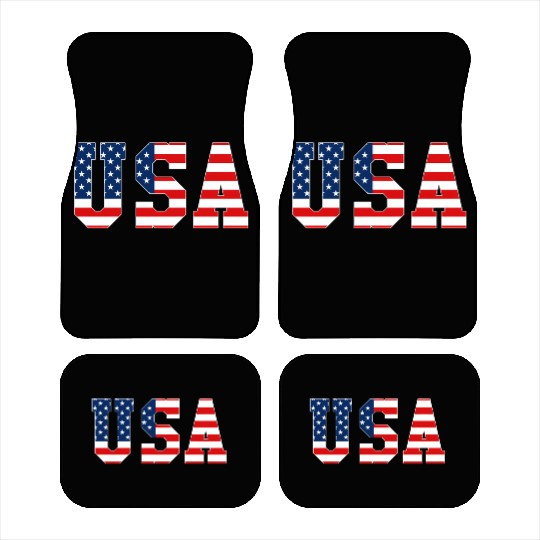 Usa Patriotic American Flag Red White Blue Car Mats