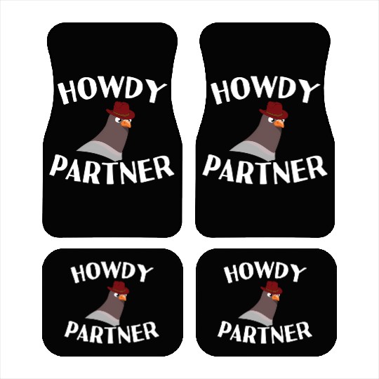 Howdy Partner Pigeon Cowboy Car Mats