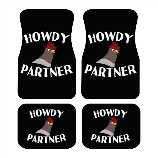Howdy Partner Pigeon Cowboy Car Mats