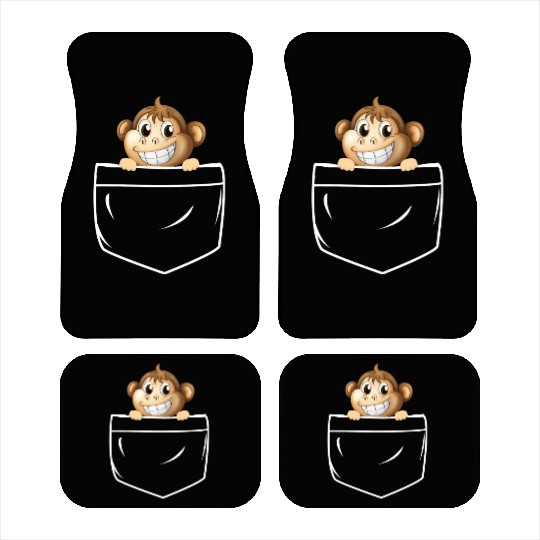 Cute Monkey In Pocket Car Mats