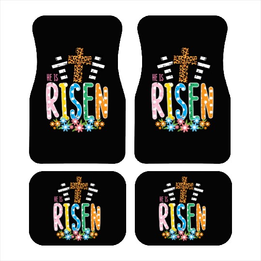 He Is Risen Leopard Cross Easter Jesus Religious Car Mats