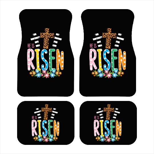 He Is Risen Leopard Cross Easter Jesus Religious Car Mats