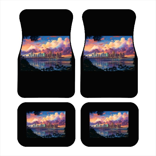 Anime Honolulu A Vibrant Anime Inspired Skyline Car Mats