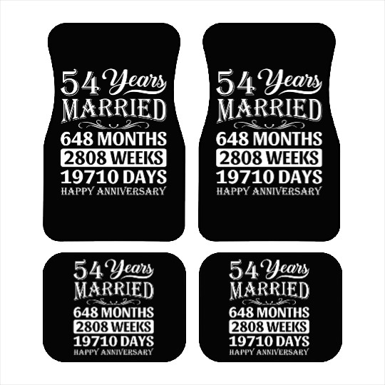 54 Years Married - Happy 54Th Wedding Anniversary Car Mats