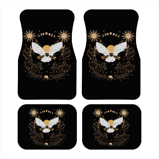 Dark Academia Tarot Card Sun Moon Crystals Owl Car Mats