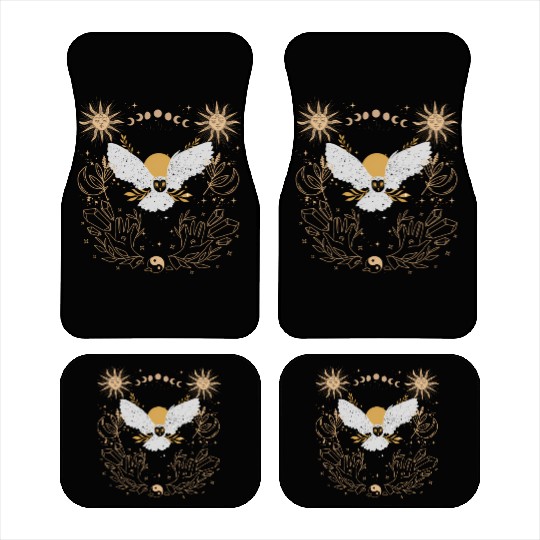 Dark Academia Tarot Card Sun Moon Crystals Owl Car Mats