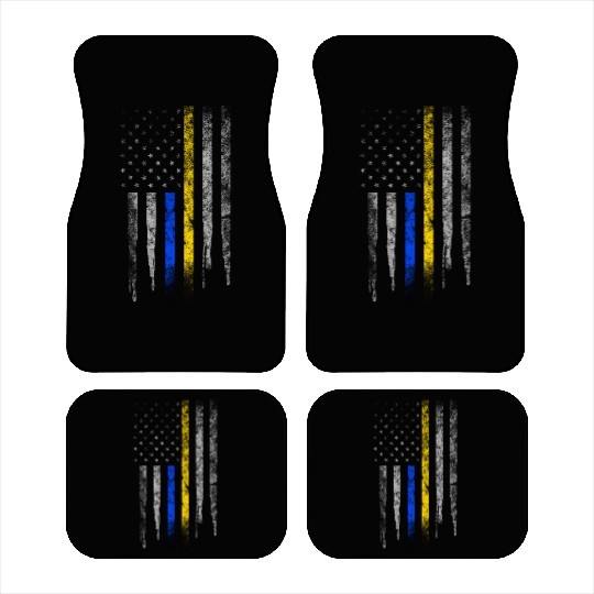 Gold Blue Line 911 Police Dispatcher First Car Mats