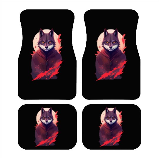 Ninja Style: The Cute Wolf Face with a Twist of Me Car Mats