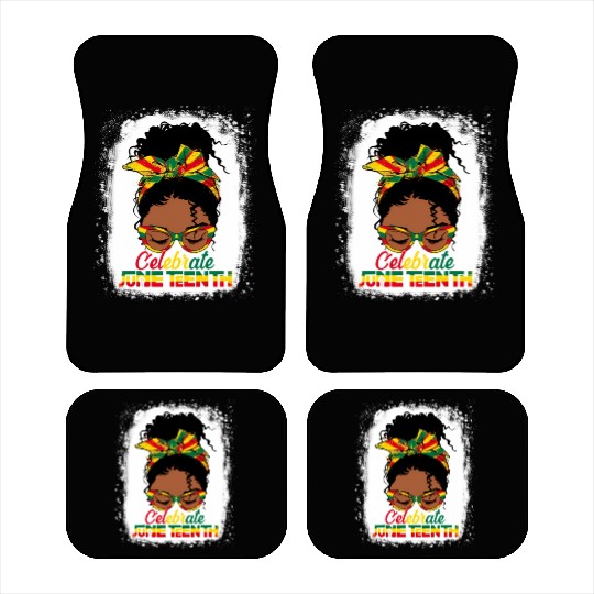 Black Messy Bun Juneteenth Celebrate Indepedence Car Mats