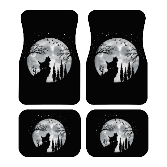 Yorhire Terrier Full Moon At Night Pet Car Mats