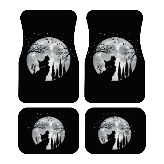 Yorhire Terrier Full Moon At Night Pet Car Mats