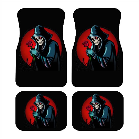 Symbolic Contrast A Grim Reaper Embracing a Rose Car Mats