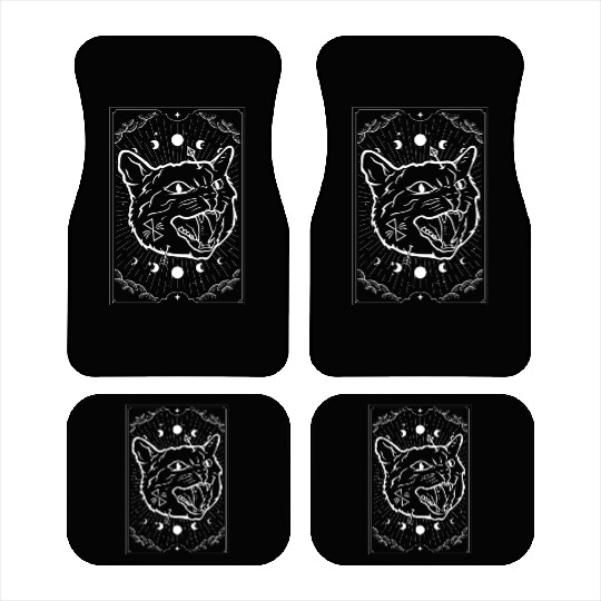 Cat Tarot Card Moon Phase Occult Goth Satan Car Mats