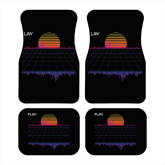 Outrun Synthwave Retrowave Wave Sunset Aesthetic Car Mats