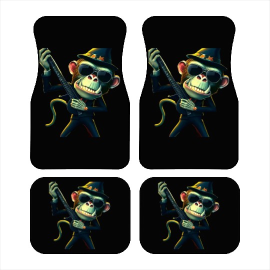 Zombie Monkey with guitar Car Mats