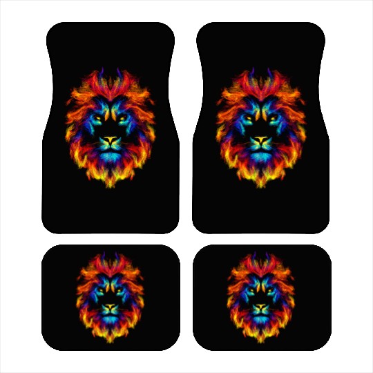 Head of a lion multi colored fire lion head leo Car Mats