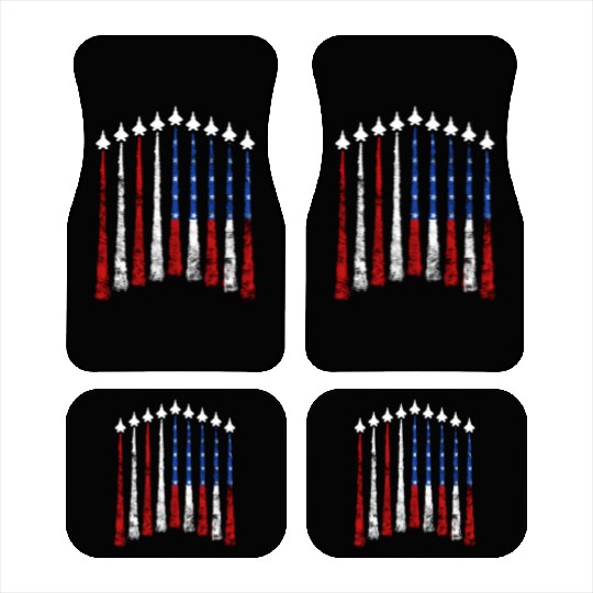Fighter Air Plane Us Veterans y American Flag Car Mats