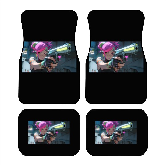 Cyber Sakura: Neon Guardian Car Mats