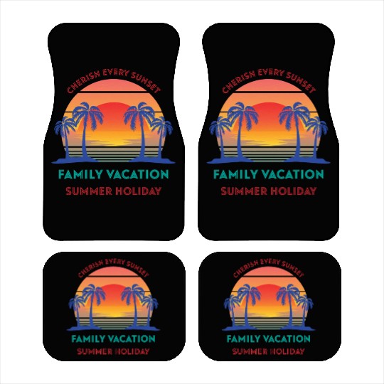 Retro Vintage Family Vacation Cherish Every Sunset Car Mats