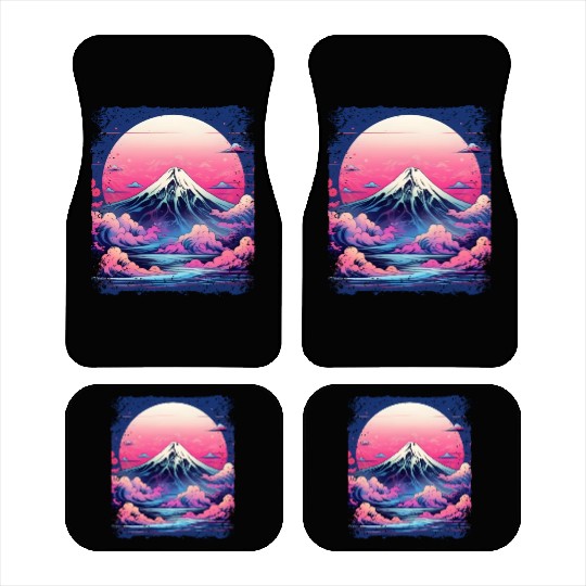 Vaporwave Volcano Aesthetic Japan Sight Mount Fuji Car Mats