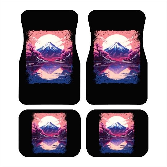 Vaporwave Aesthetic Japan Sight Mount Fuji Volcano Car Mats