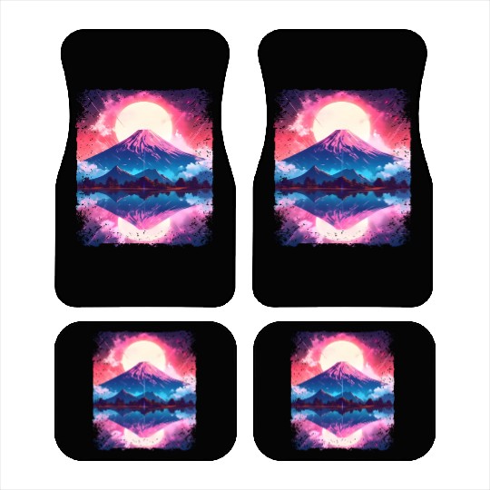 Mount Fuji Vaporwave Aesthetic Japan Sight Volcano Car Mats