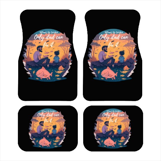 Father's Day man enjoying with his boy in a river Car Mats