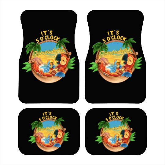 It Is 5 O'Clock Somewhere Parrot Drinking Summer Car Mats