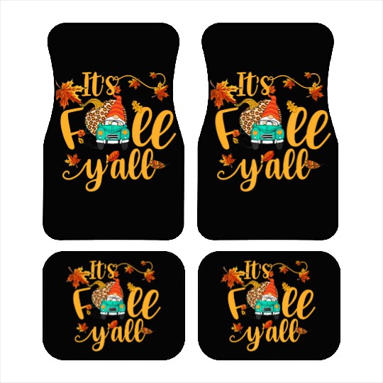 Autumn Gnome It's Fall Y'all Pumpkin Yellow Leaf Car Mats